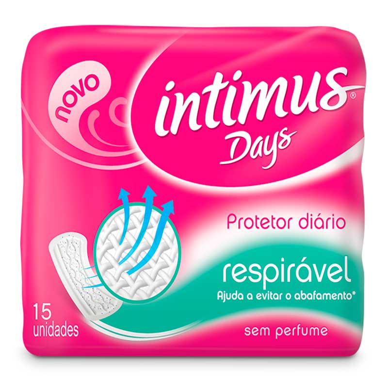Absorvente Intimus days, protetor diário, respirável, sem perfume, 15
